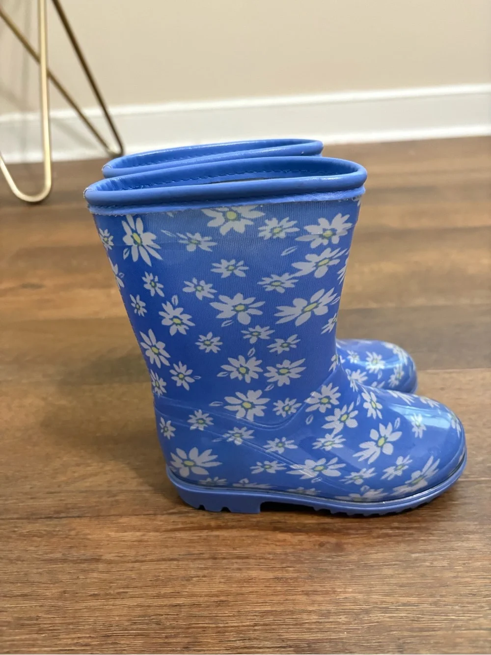 Carter’s Girls Rain Boots Size 8 Blue Floral Daisy Waterproof